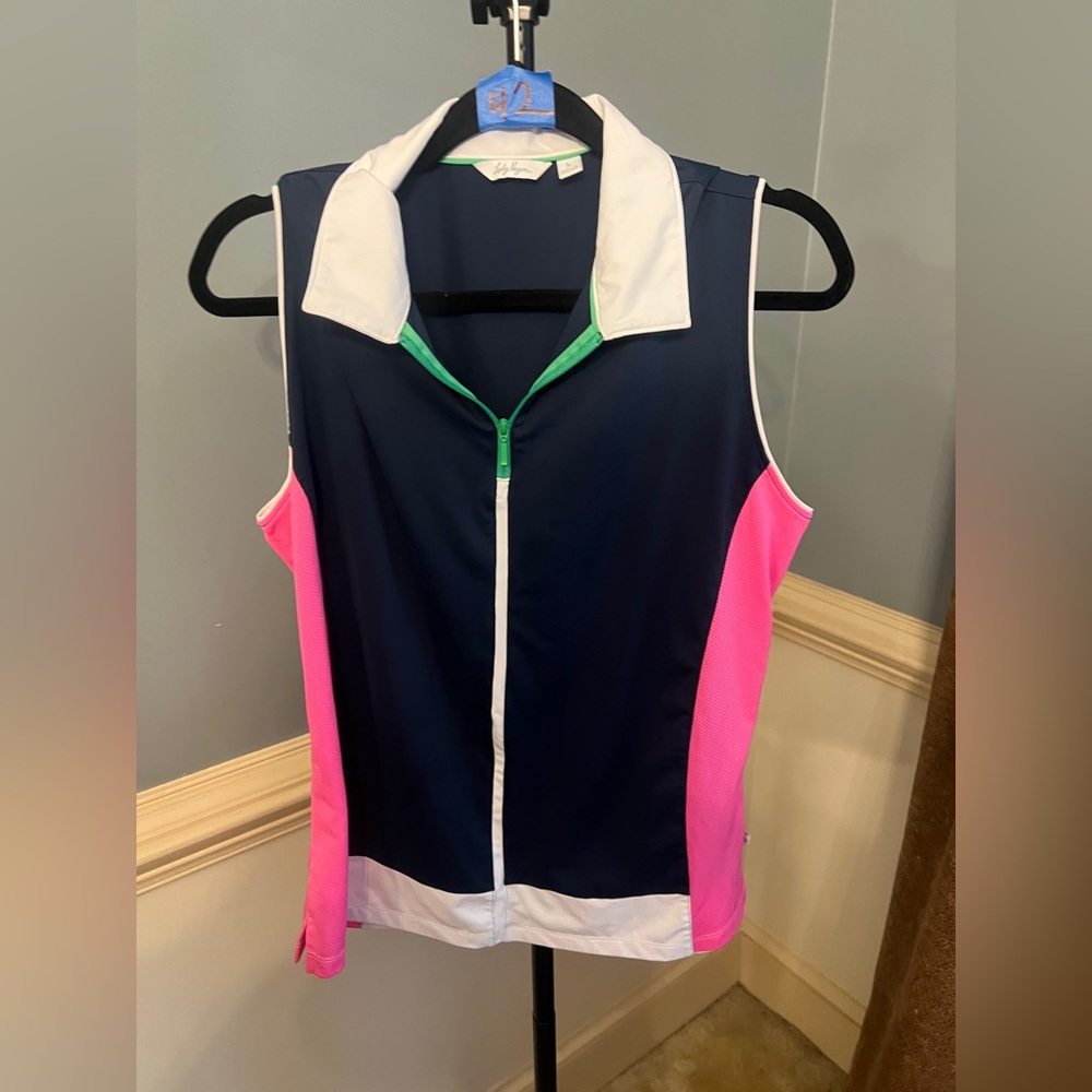 Lady Hagen Navy and‎ Green Sleeveless Top golf sports